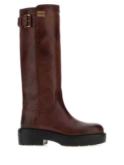 Miu Miu Miu Miu Women Brown Leather Boots