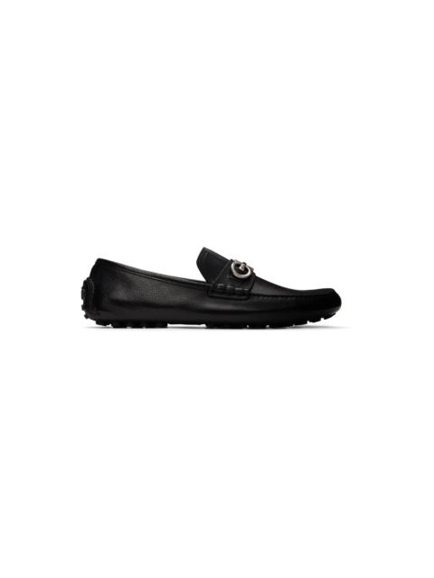 FERRAGAMO Black Gancini Ornament Loafers