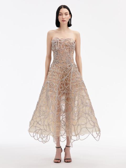 Oscar de la Renta CRYSTAL EMBROIDERED CORD GOWN
