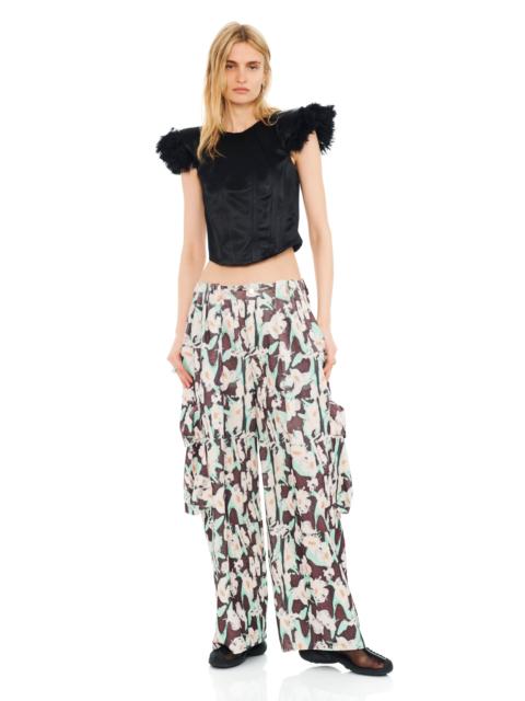 Collina Strada BLACK PAINTED DAISY PLEATED CARGO PANT