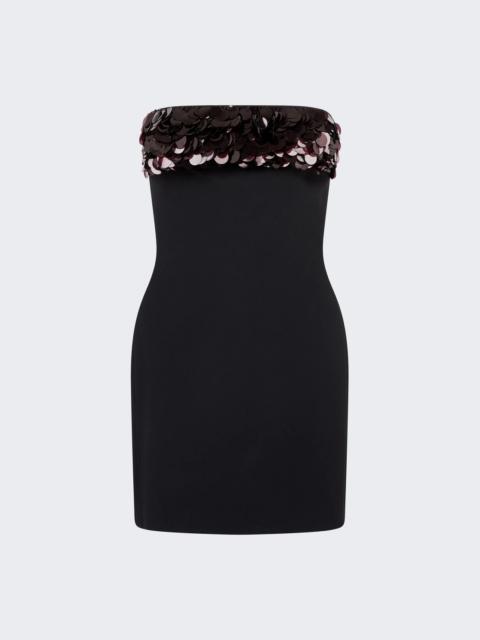 David Koma Payette Embr Trim Mini Strapless Dress Black And Burgundy