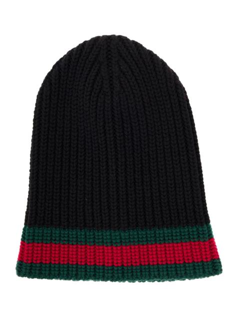 GUCCI Gucci Gucci Men's Black Wool Hat With Web Detail