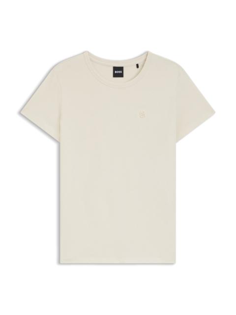 BOSS COTTON-JERSEY SLIM-FIT T-SHIRT WITH DOUBLE B MONOGRAM