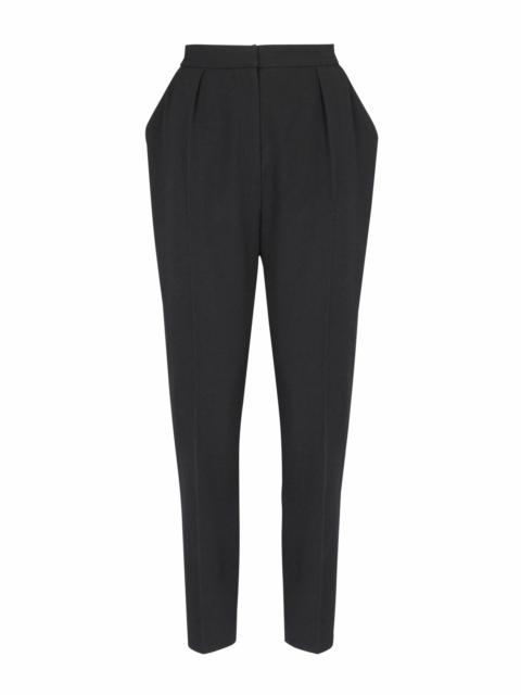 Balmain Balmain High-Waisted Grain De Poudre Trousers in Black at Nordstrom