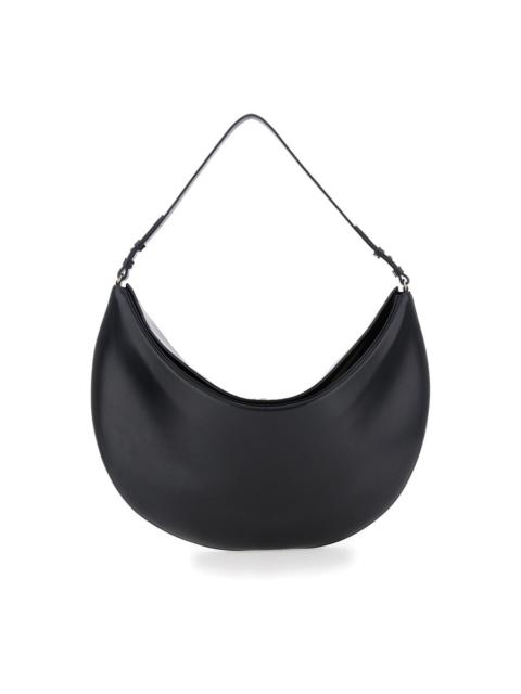 JACQUEMUS Jacquemus le Calisso Rond Large Black Shoulder Bag With Adjustable Strap And Embossed Logo In Leathe