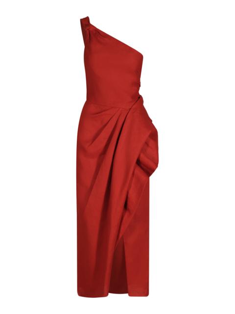 Johanna Ortiz Salsero Gathered Linen Dress red