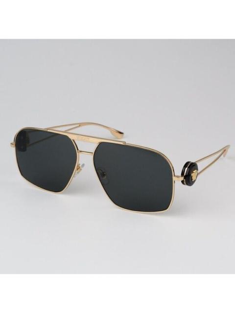 VERSACE NEW Versace VE2269 100287 Gold Dark Grey Pilot Unisex Sunglasses VE 2269