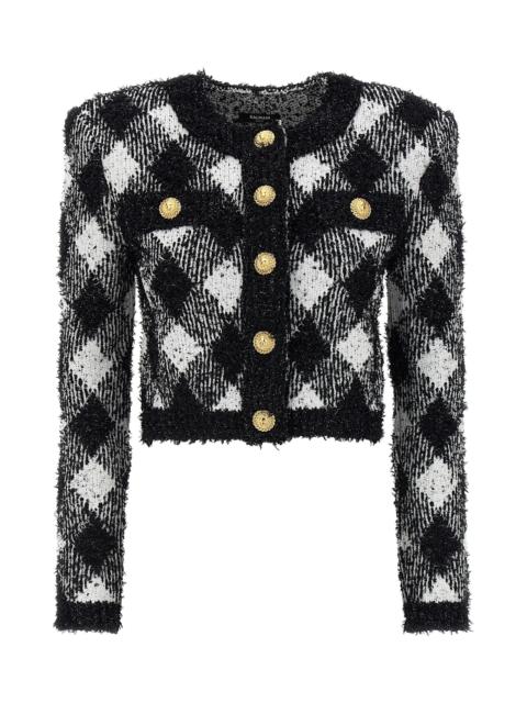 Balmain Vichy Tweed Short Jacket