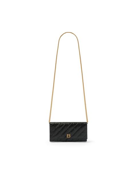 BALENCIAGA Crush Wallet on Chain in Black