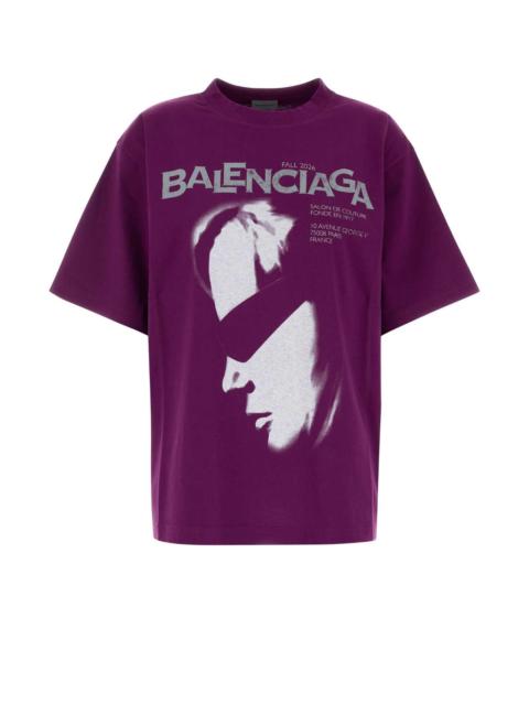BALENCIAGA Balenciaga Women Purple Cotton Oversize T-Shirt