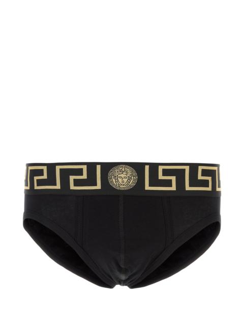 VERSACE Black stretch cotton brief set