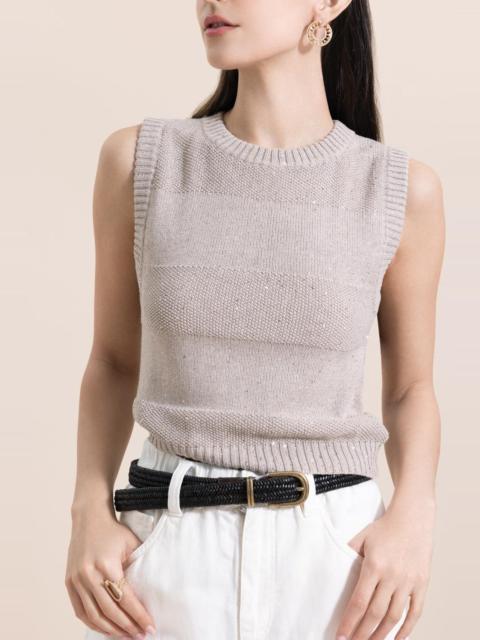 Brunello Cucinelli Two Stitch Striped Knit Tank - Desert
