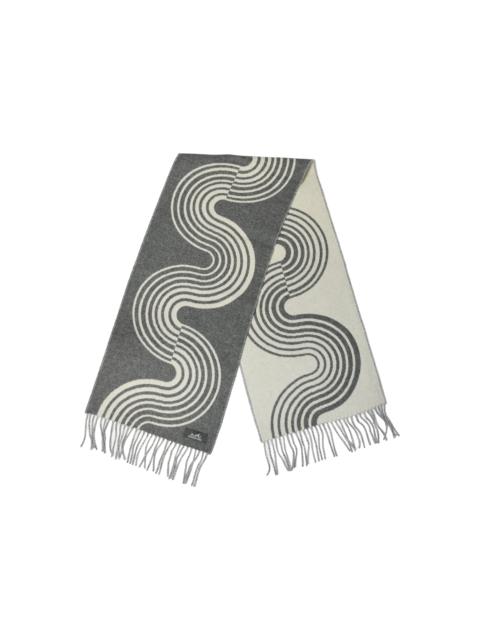Hermès Hermes Casaque Vague Scarf Muffler Gris Flanelle Ivoire