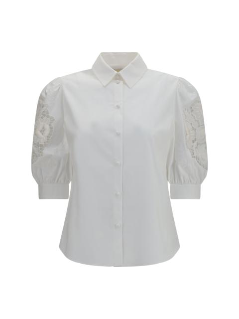 Valentino Valentino Shirt with Sangallo Lace Sleeves White