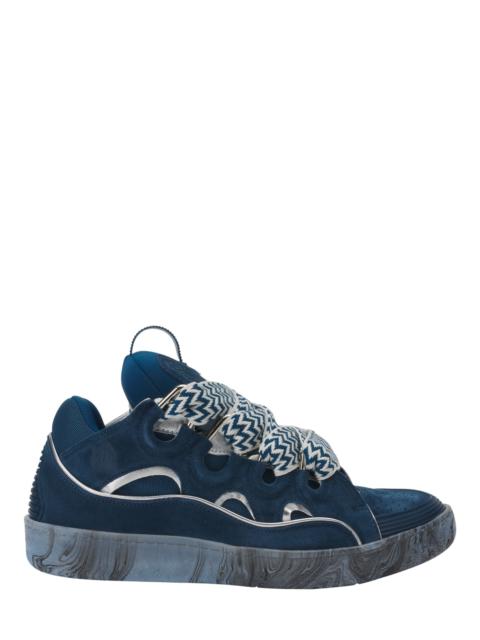 Lanvin Leather Curb Sneakers With Marbled Sole in Blue/silver at Nordstrom