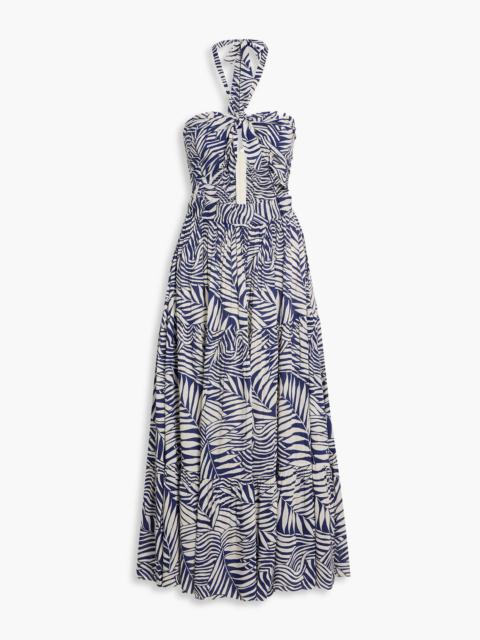 lemlem Tiered cutout printed ECOVERO™ crepe halterneck maxi dress