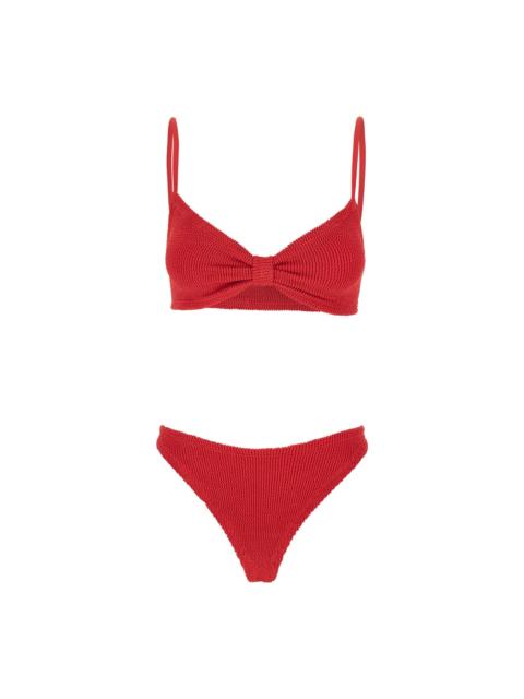 Hunza G 'alicia' Red Bikini With Fixed Thin Straps And Knot On The Front In Stretch Tech Fabric Woman