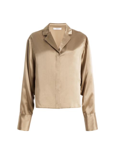 CO Silk Charmeuse Relaxed V-Neck Shirt gold