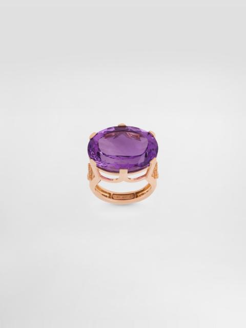 Dolce & Gabbana Anna ring in 18-carat red gold with amethyst and diamonds