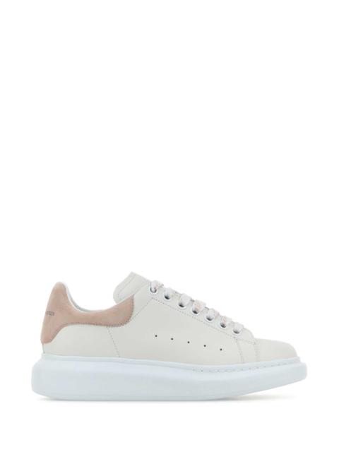 Alexander McQueen Alexander Mcqueen Women White Leather Sneakers With Powder Pink Suede Heel