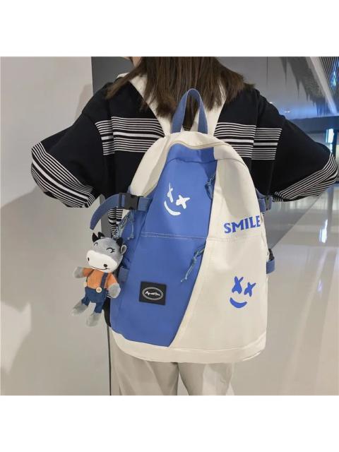Japanese Brand - Fashion punk Blue White smile backpack aesthetic