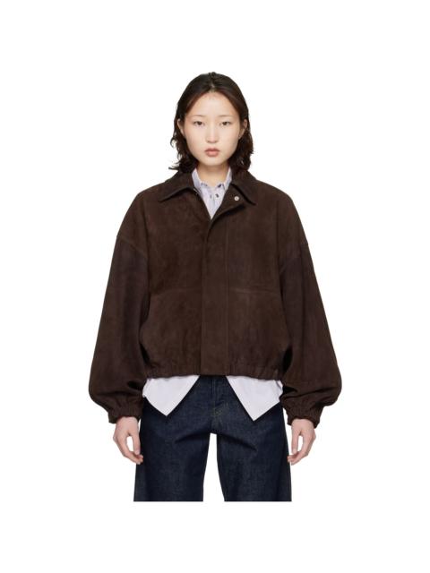 CORDERA Brown Paneled Suede Bomber Jacket
