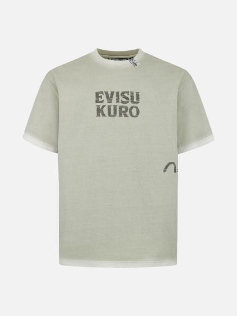EVISU Seagull and Logo Print Washed Relax Fit T-Shirt
