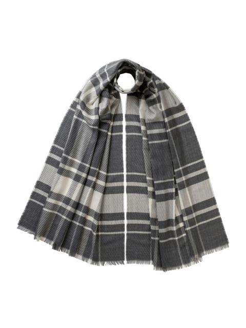 Johnstons of Elgin Twill Check Grey Scarf