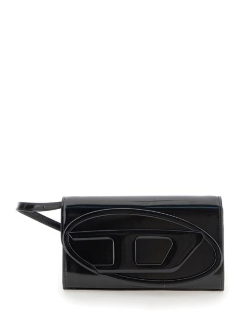 Diesel Women '1Dr' Black Belt Bag With Logo Plate In Leather Woman