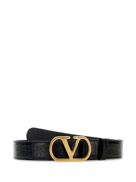 Valentino Black leather VLogo belt