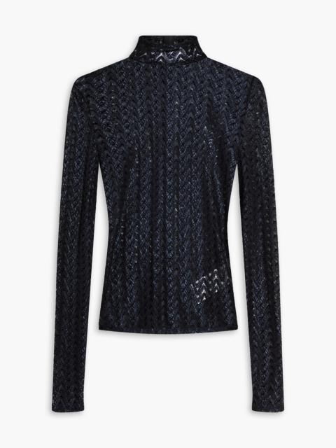 Missoni Metallic crochet-knit wool-blend turtleneck top