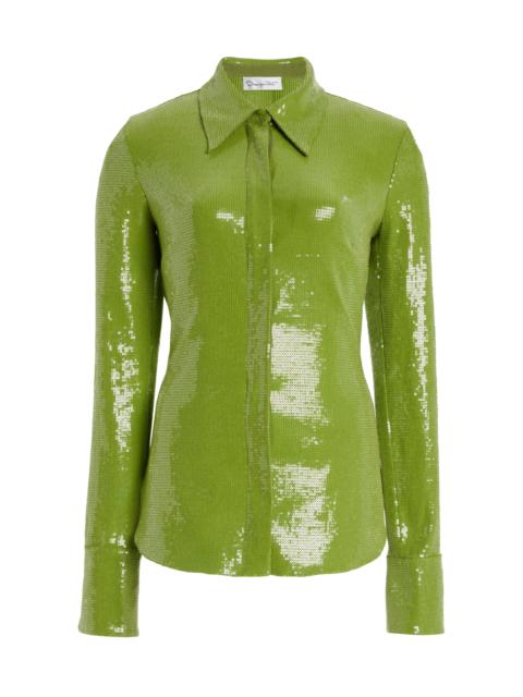 Oscar de la Renta Sequined Jersey Shirt green