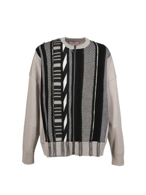 Martine Rose MULTI STRIPE ZIP UP CREW / BEI BLK
