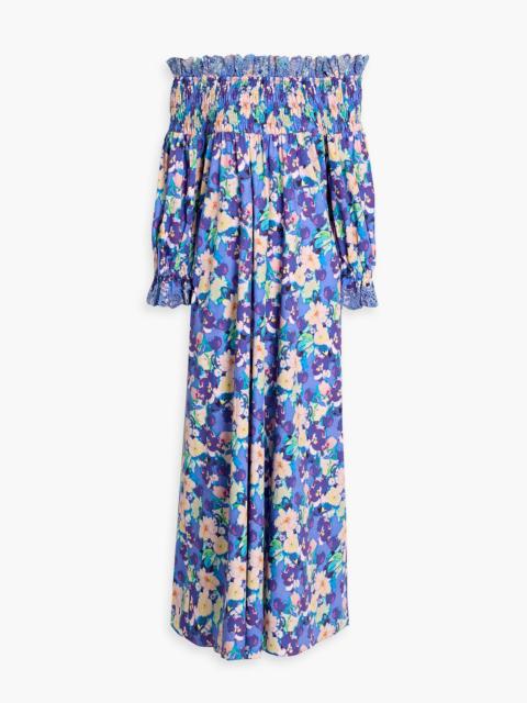 KIKA VARGAS Ira off-the-shoulder floral-print cotton-poplin maxi dress