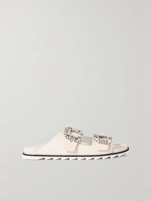 Slidy Viv crystal-embellished shearling slides