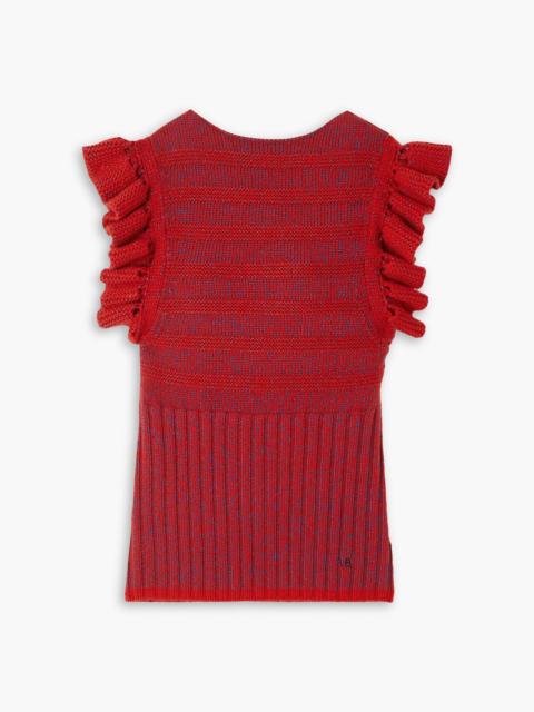 Victoria Beckham Ruffled ribbed wool-blend tank