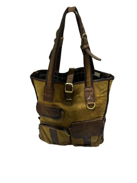 Other Designers Genuine Leather × Japanese Brand × Vintage - BRITISH GREEN EDINBURGH GENUINE LEATHER MULTIPOCKET TOTEBAG