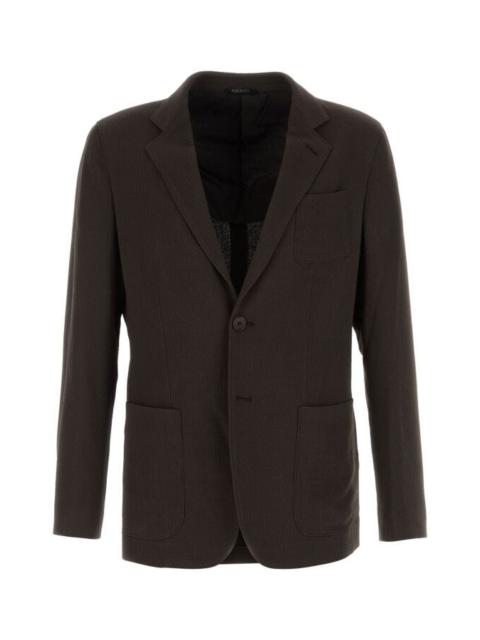 GIORGIO ARMANI Giorgio Armani Man Brown Wool And Viscose Blazer