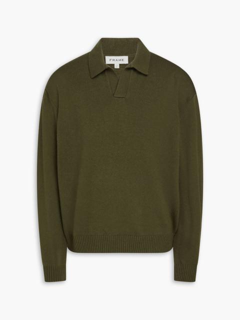 FRAME Wool and silk-blend polo sweater