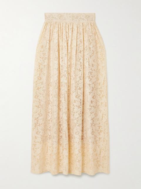 Zimmermann Pleated Lace Midi Skirt