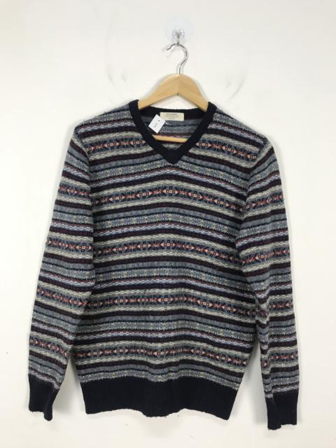 Other Designers Japanese Brand - Back Number Native V-neck Striped Knitwear #2616