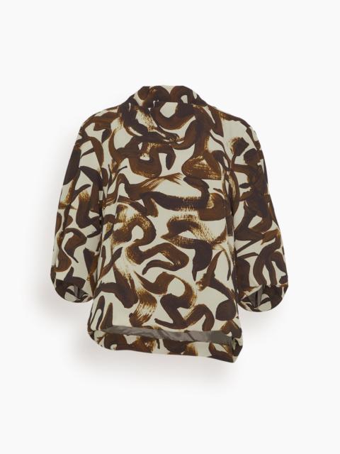 Dries Van Noten Clari Printed Shirt in Brown