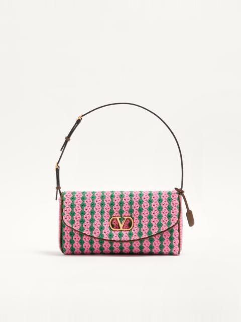 Valentino VALENTINO GARAVANI DEVAIN SMALL SHOULDER BAG IN CROCHET FABRIC