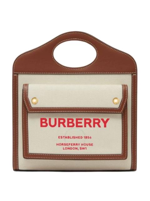 Burberry Logo-Printed Canvas And Leather Pocket Bag