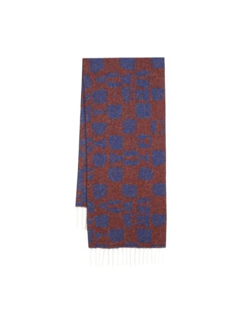 HENRIK VIBSKOV CHESS WOOL SCARF - BLUE ORANGE CHESS