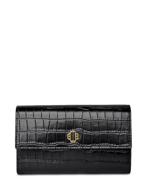 maje Clover Walk Croc Effect Leather Clutch