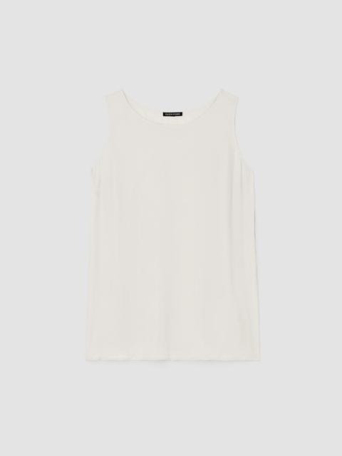 EILEEN FISHER Silk Georgette Crepe Ballet Neck Long Tank