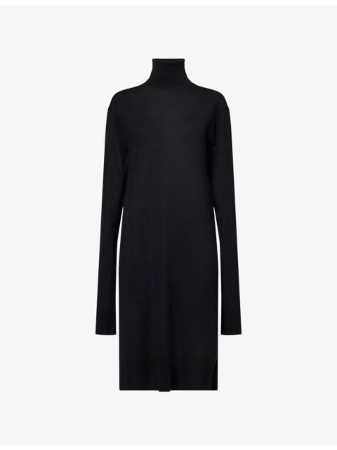 Totême Turtleneck Long-Sleeves Wool And Silk Midi Dress