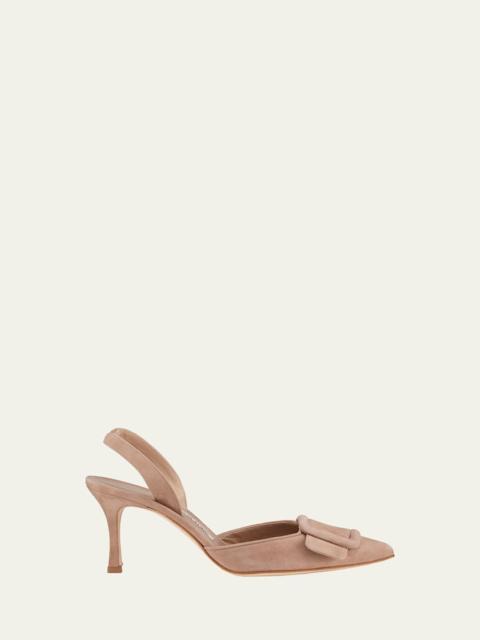 Manolo Blahnik Maysli Suede Buckle Slingback Pumps