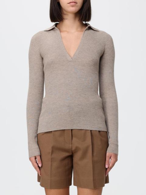 Max Mara MAX MARA Slim Fit V-Neck Polo Jumper in 100% Cashmere with Long Sleeves